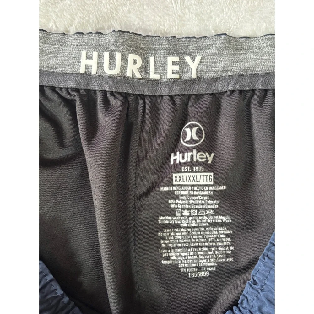 Hurley Mens XXL Board Shorts Navy Blue Swim Trunks Elastic Waist Drawstring
